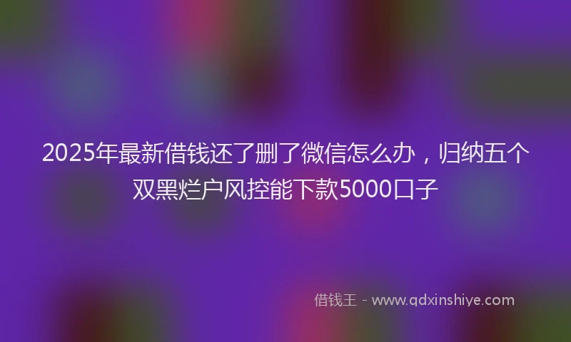 2025年最新借钱还了删了微信怎么办，归纳五个双黑烂户风控能下款5000口子