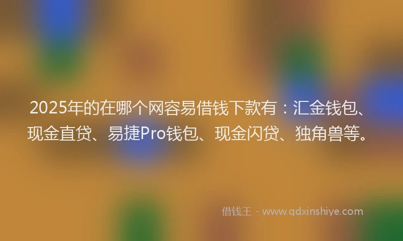 2025年的在哪个网容易借钱下款有：汇金钱包、现金直贷、易捷Pro钱包、现金闪贷、独角兽等。