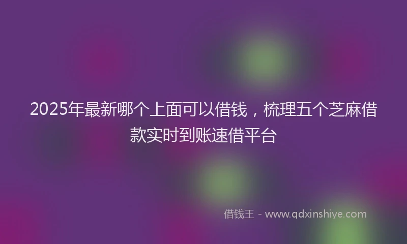 2025年最新哪个上面可以借钱，梳理五个芝麻借款实时到账速借平台