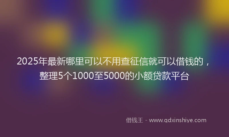2025年最新哪里可以不用查征信就可以借钱的，整理5个1000至5000的小额贷款平台