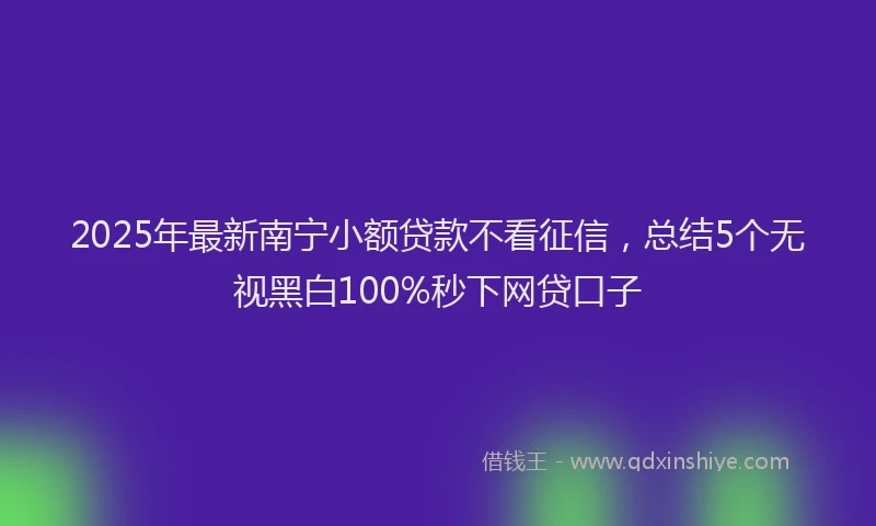 2025年最新南宁小额贷款不看征信，总结5个无视黑白100%秒下网贷口子