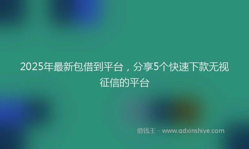 2025年最新包借到平台，分享5个快速下款无视征信的平台