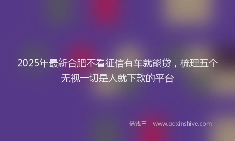 2025年最新合肥不看征信有车就能贷，梳理五个无视一切是人就下款的平台