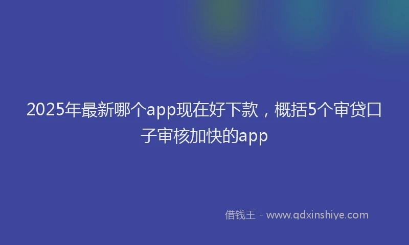 2025年最新哪个app现在好下款，概括5个审贷口子审核加快的app