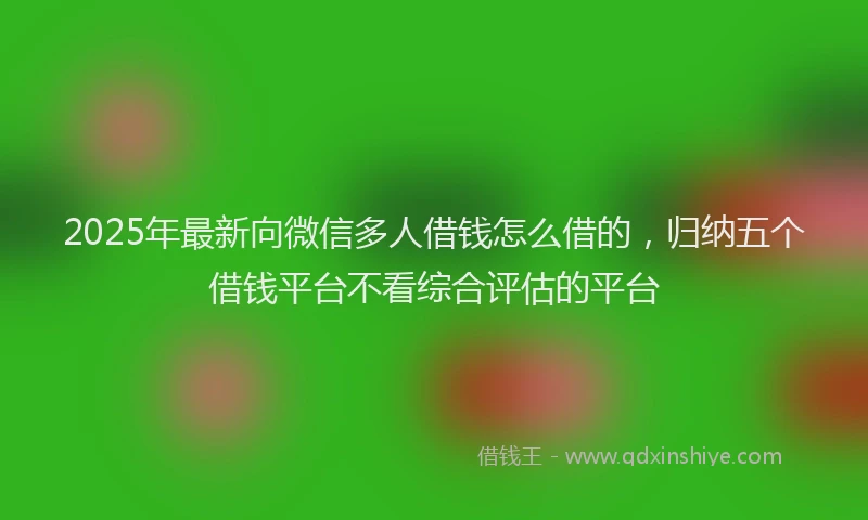 2025年最新向微信多人借钱怎么借的，归纳五个借钱平台不看综合评估的平台