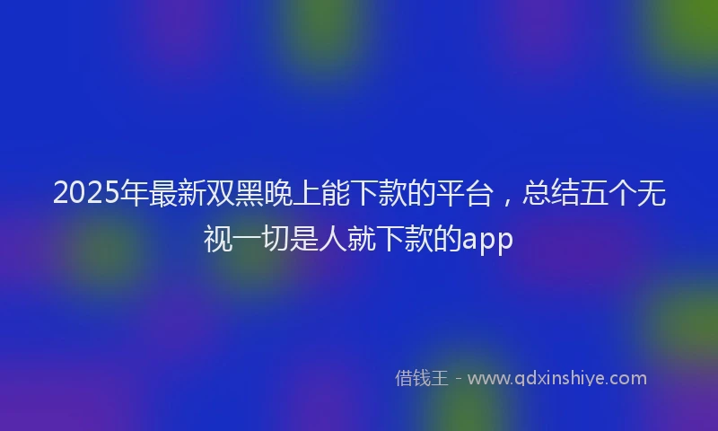 2025年最新双黑晚上能下款的平台，总结五个无视一切是人就下款的app