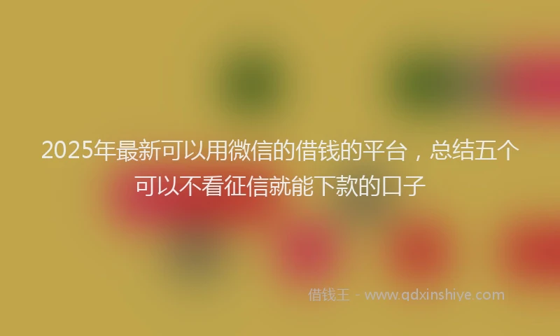 2025年最新可以用微信的借钱的平台，总结五个可以不看征信就能下款的口子
