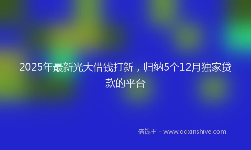 2025年最新光大借钱打新，归纳5个12月独家贷款的平台