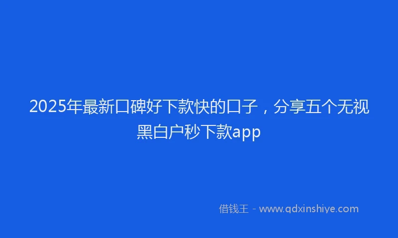2025年最新口碑好下款快的口子，分享五个无视黑白户秒下款app