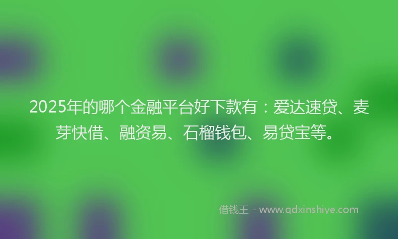 2025年的哪个金融平台好下款有：爱达速贷、麦芽快借、融资易、石榴钱包、易贷宝等。