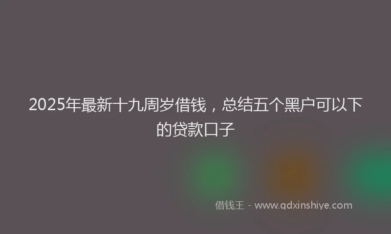 2025年最新十九周岁借钱，总结五个黑户可以下的贷款口子