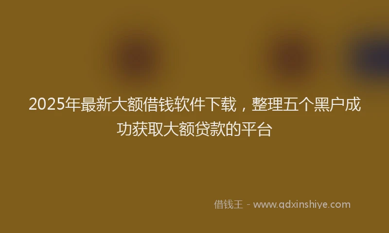 2025年最新大额借钱软件下载，整理五个黑户成功获取大额贷款的平台