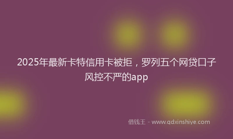 2025年最新卡特信用卡被拒，罗列五个网贷口子风控不严的app