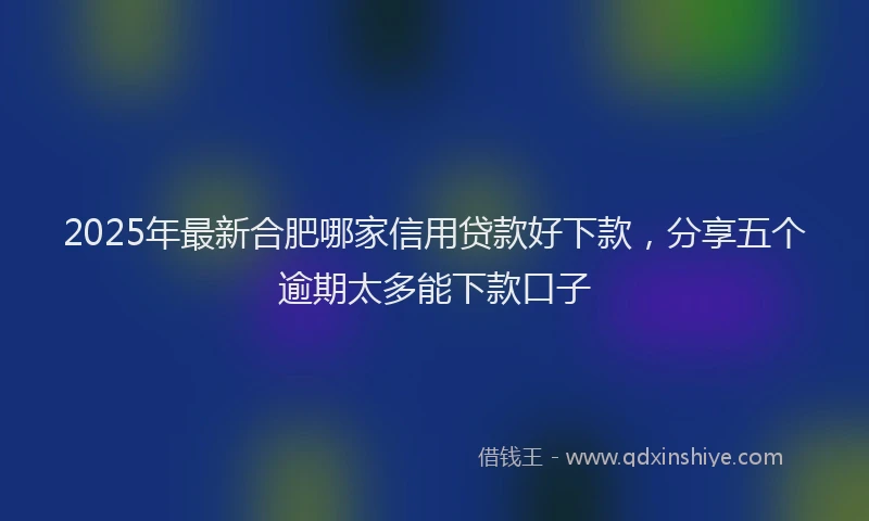 2025年最新合肥哪家信用贷款好下款，分享五个逾期太多能下款口子
