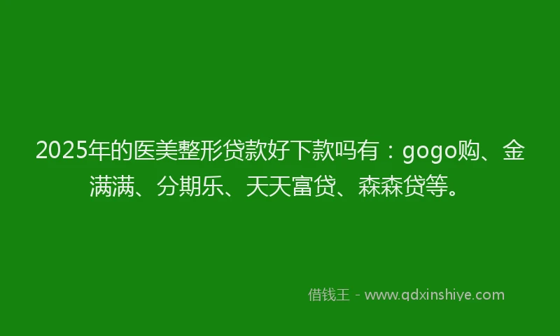 2025年的医美整形贷款好下款吗有：gogo购、金满满、分期乐、天天富贷、森森贷等。