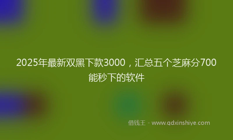 2025年最新双黑下款3000，汇总五个芝麻分700能秒下的软件