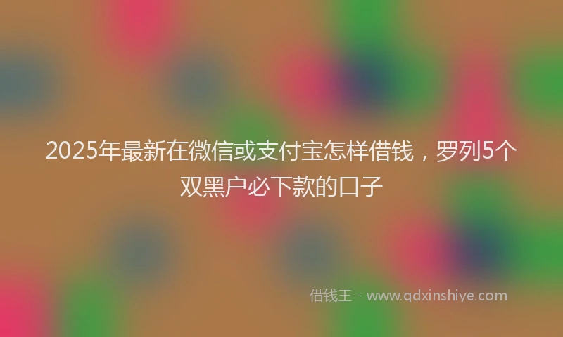 2025年最新在微信或支付宝怎样借钱，罗列5个双黑户必下款的口子