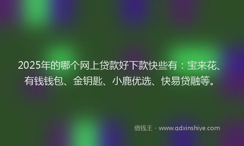 2025年的哪个网上贷款好下款快些有：宝来花、有钱钱包、金钥匙、小鹿优选、快易贷融等。