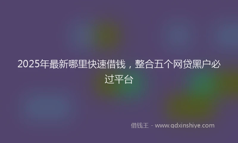 2025年最新哪里快速借钱，整合五个网贷黑户必过平台