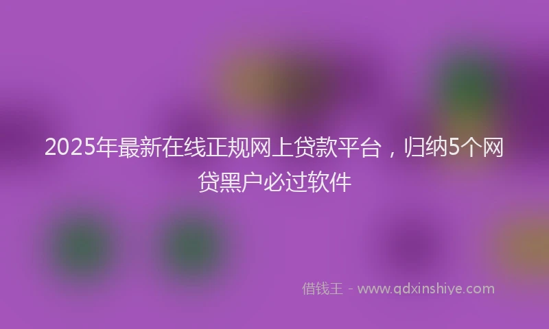 2025年最新在线正规网上贷款平台，归纳5个网贷黑户必过软件