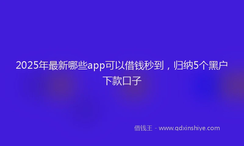 2025年最新哪些app可以借钱秒到，归纳5个黑户下款口子