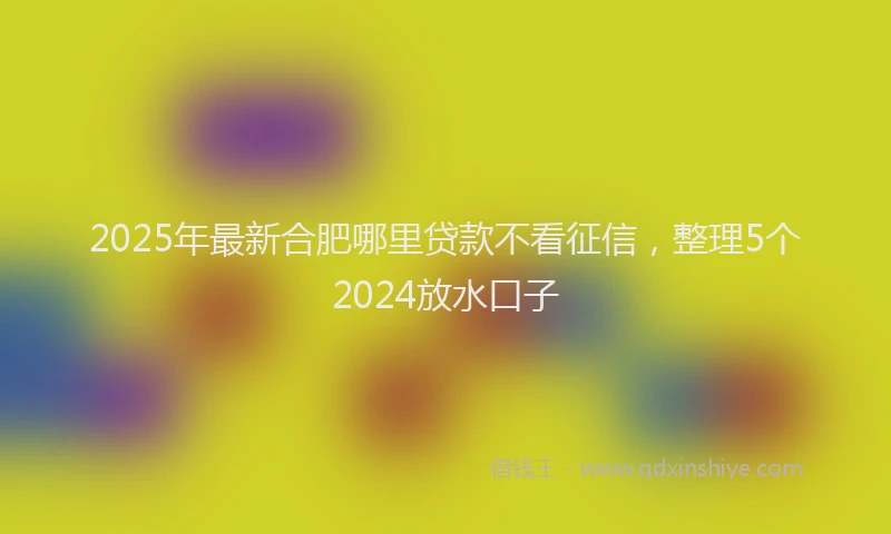 2025年最新合肥哪里贷款不看征信，整理5个2024放水口子