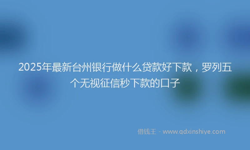 2025年最新台州银行做什么贷款好下款，罗列五个无视征信秒下款的口子