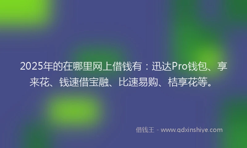2025年的在哪里网上借钱有：迅达Pro钱包、享来花、钱速借宝融、比速易购、桔享花等。