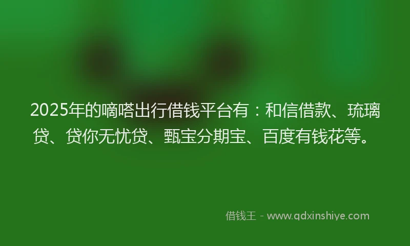 2025年的嘀嗒出行借钱平台有：和信借款、琉璃贷、贷你无忧贷、甄宝分期宝、百度有钱花等。