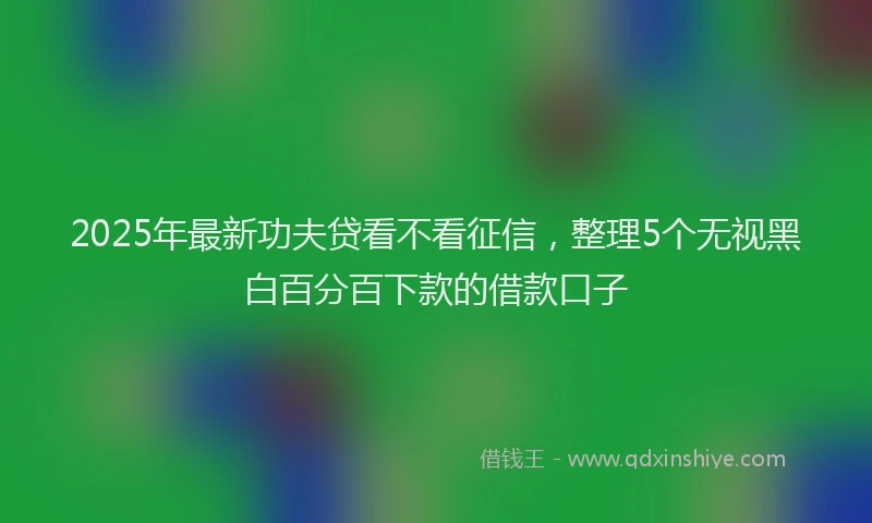 2025年最新功夫贷看不看征信，整理5个无视黑白百分百下款的借款口子