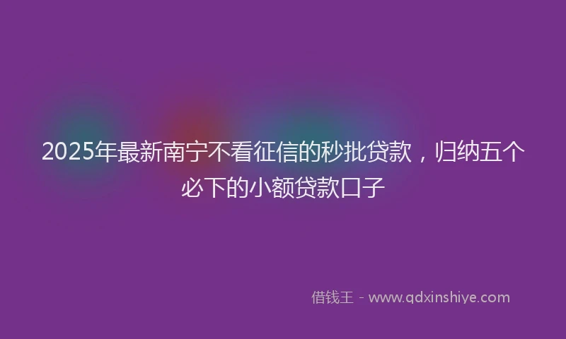 2025年最新南宁不看征信的秒批贷款，归纳五个必下的小额贷款口子