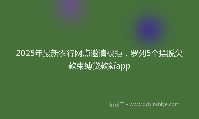 2025年最新农行网点邀请被拒，罗列5个摆脱欠款束缚贷款新app