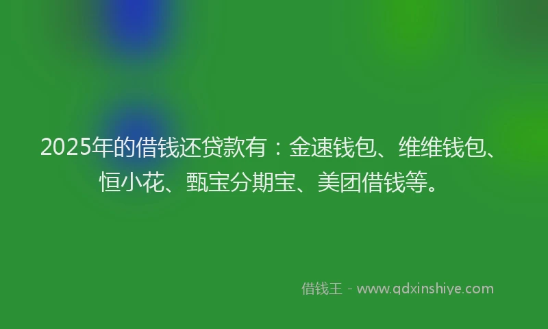 2025年的借钱还贷款有：金速钱包、维维钱包、恒小花、甄宝分期宝、美团借钱等。
