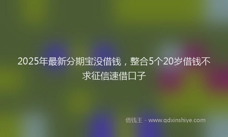 2025年最新分期宝没借钱，整合5个20岁借钱不求征信速借口子