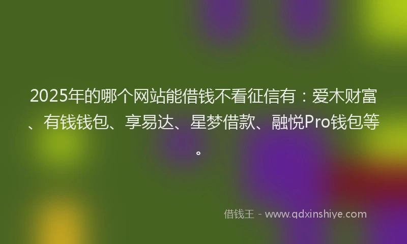 2025年的哪个网站能借钱不看征信有：爱木财富、有钱钱包、享易达、星梦借款、融悦Pro钱包等。