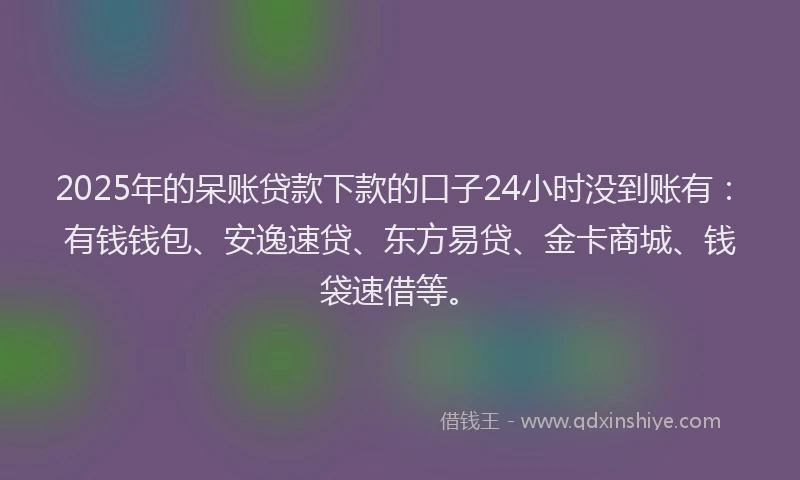 2025年的呆账贷款下款的口子24小时没到账有：有钱钱包、安逸速贷、东方易贷、金卡商城、钱袋速借等。