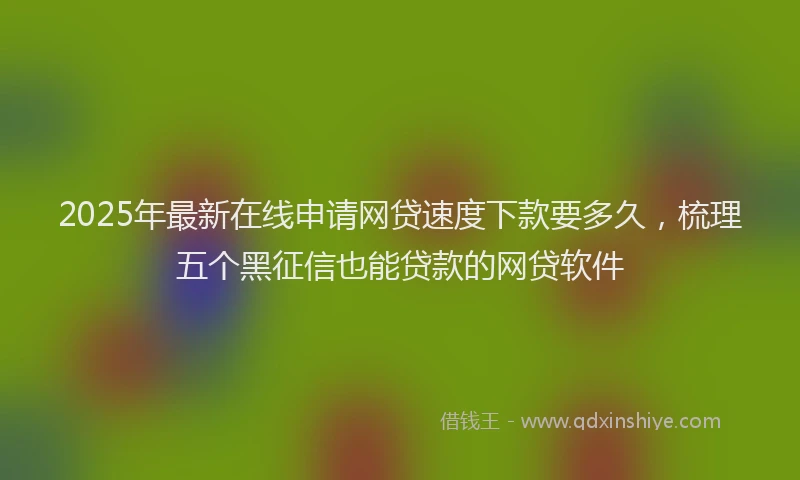 2025年最新在线申请网贷速度下款要多久，梳理五个黑征信也能贷款的网贷软件