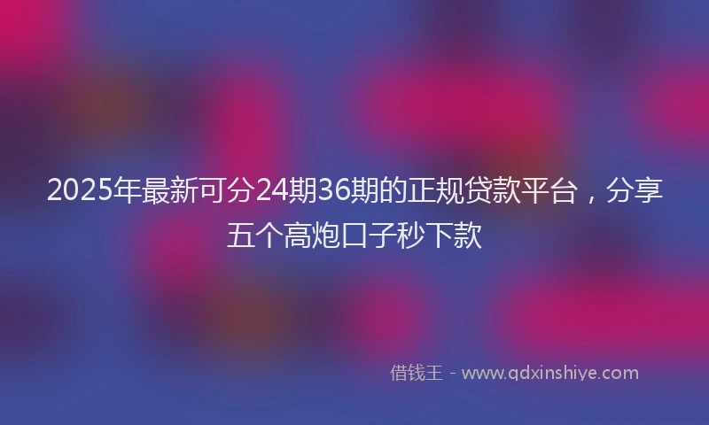 2025年最新可分24期36期的正规贷款平台，分享五个高炮口子秒下款