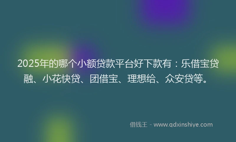 2025年的哪个小额贷款平台好下款有：乐借宝贷融、小花快贷、团借宝、理想给、众安贷等。