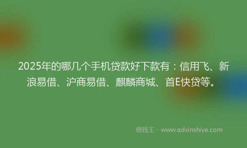 2025年的哪几个手机贷款好下款有：信用飞、新浪易借、沪商易借、麒麟商城、首E快贷等。