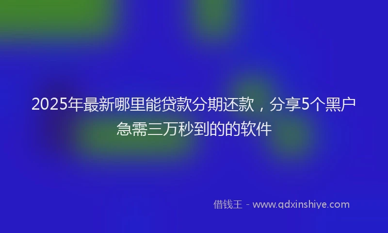 2025年最新哪里能贷款分期还款，分享5个黑户急需三万秒到的的软件