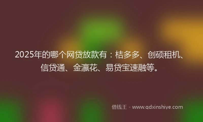 2025年的哪个网贷放款有：桔多多、创硕租机、信贷通、金瀛花、易贷宝速融等。