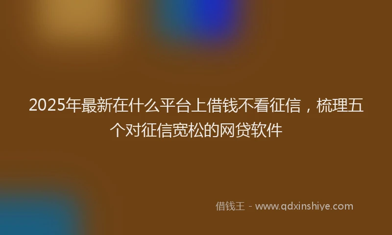 2025年最新在什么平台上借钱不看征信，梳理五个对征信宽松的网贷软件