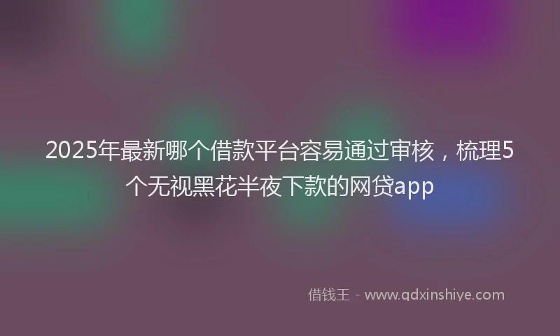 2025年最新哪个借款平台容易通过审核，梳理5个无视黑花半夜下款的网贷app