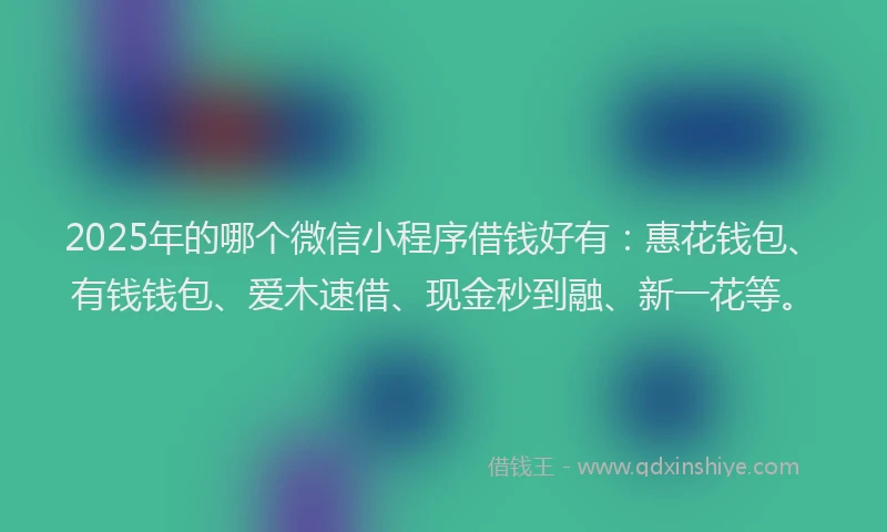 2025年的哪个微信小程序借钱好有：惠花钱包、有钱钱包、爱木速借、现金秒到融、新一花等。