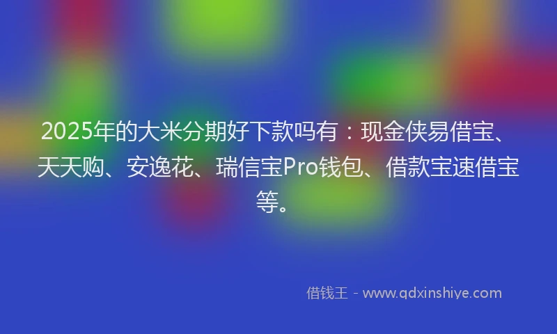 2025年的大米分期好下款吗有：现金侠易借宝、天天购、安逸花、瑞信宝Pro钱包、借款宝速借宝等。