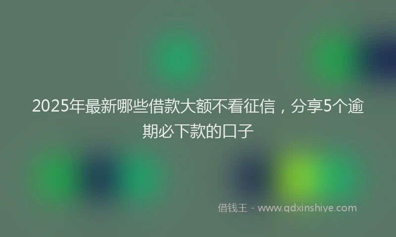 2025年最新哪些借款大额不看征信，分享5个逾期必下款的口子