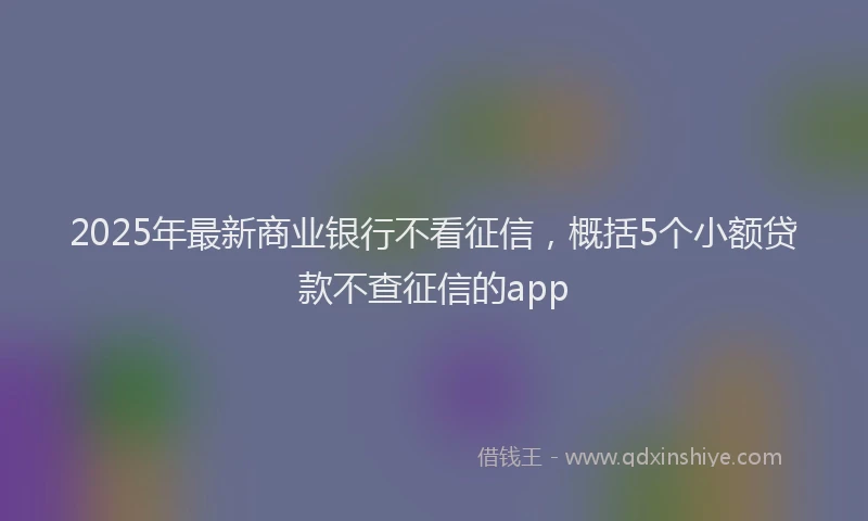 2025年最新商业银行不看征信，概括5个小额贷款不查征信的app