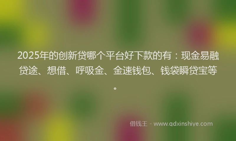 2025年的创新贷哪个平台好下款的有：现金易融贷途、想借、呼吸金、金速钱包、钱袋瞬贷宝等。