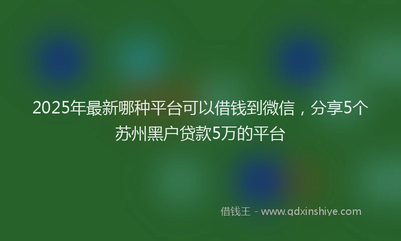 2025年最新哪种平台可以借钱到微信，分享5个苏州黑户贷款5万的平台